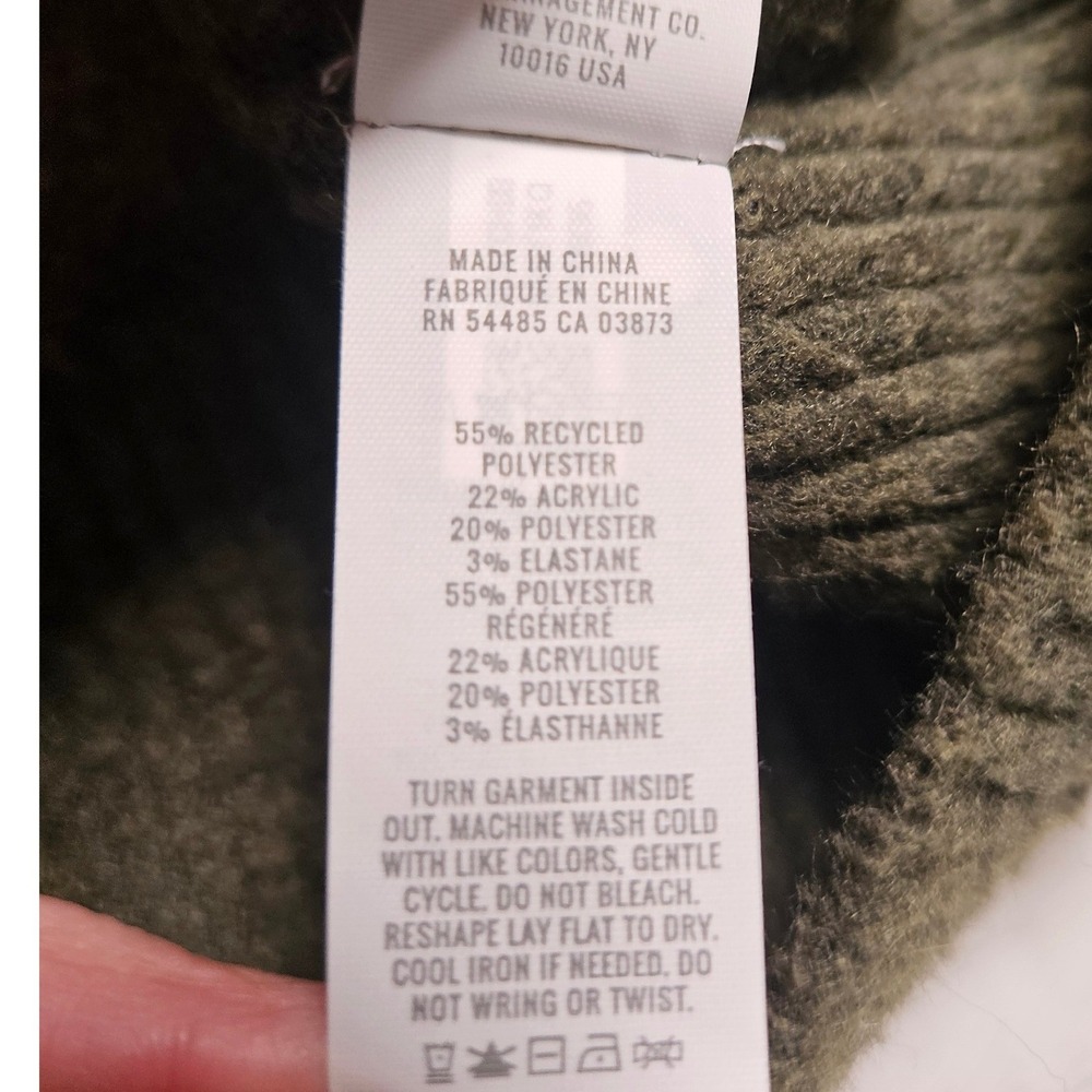 Aerie Women XS Olive Green Striped Oversized Crewneck Sweater Boucle Knit - Picture 7 of 8